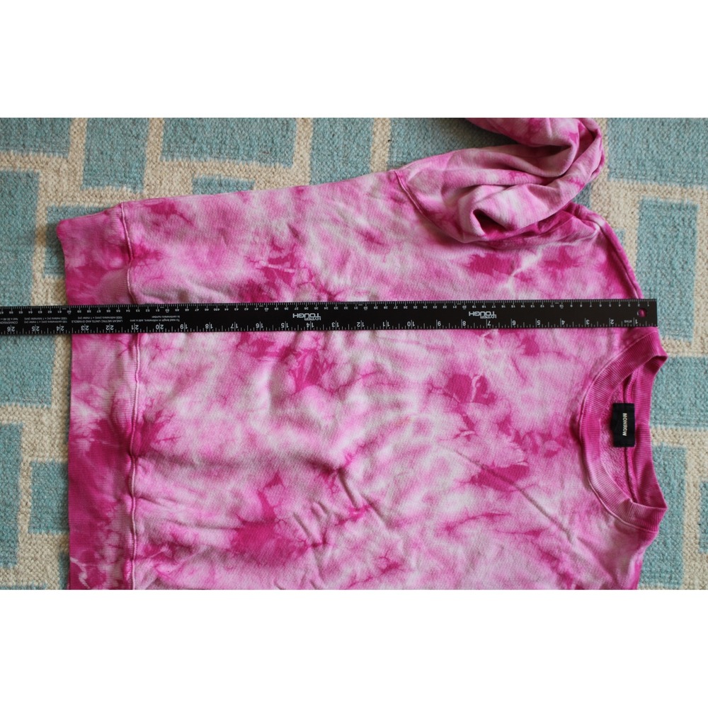Monrow M Pink Tie Dye Sweatshirt Crewneck Long Sleeve French Terry - Picture 9 of 11